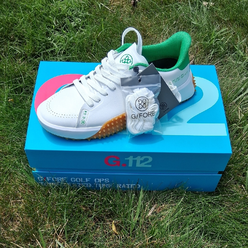 G/FORE White and Green Golf Sneakers